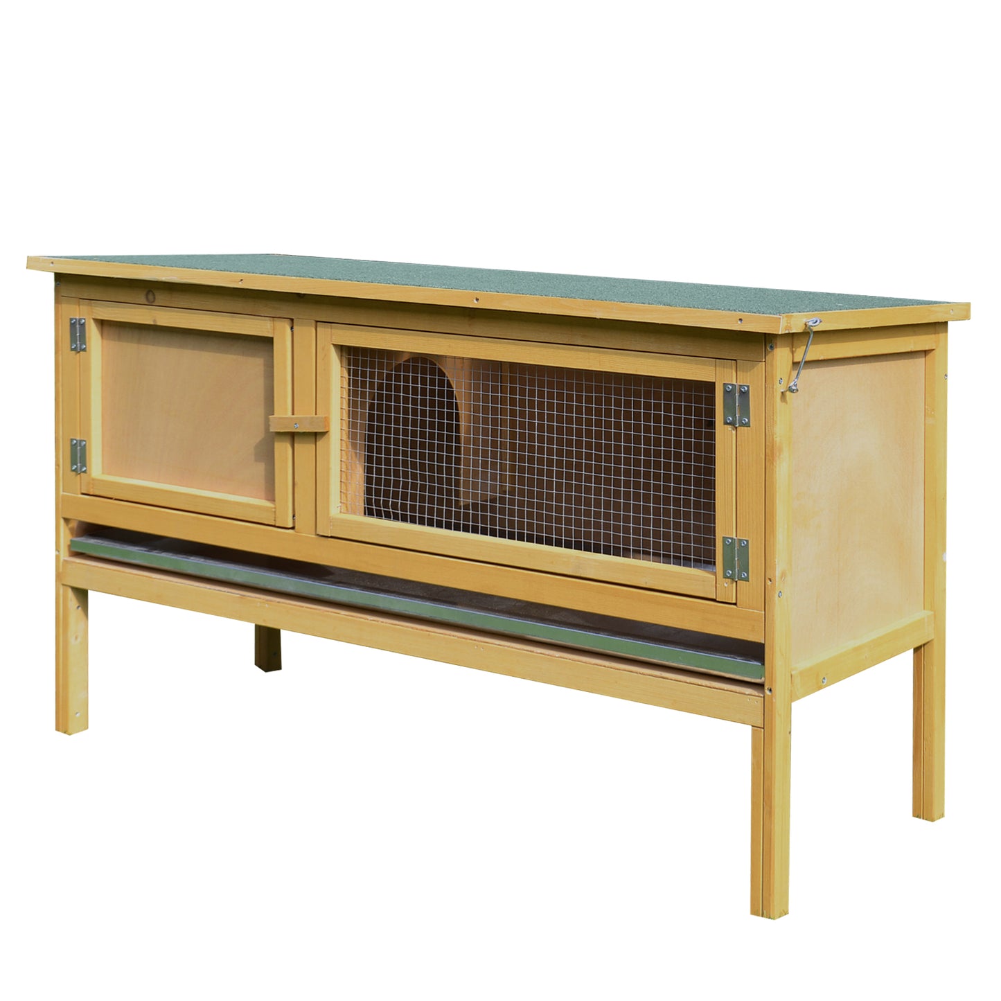 Photo of PawHut Guinea Pigs Hutches, 115Lx44.3Wx65H cm, Fir Wood-Yellow/Green in Wood-Yellow/Green colour on a white background