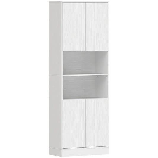 Photo of HOMCOM 170 cm Kitchen Pantry Cabinet, Freestanding Storage Cabinet with Soft-Close Hinges, White Wood Effect in Effect colour on a white background