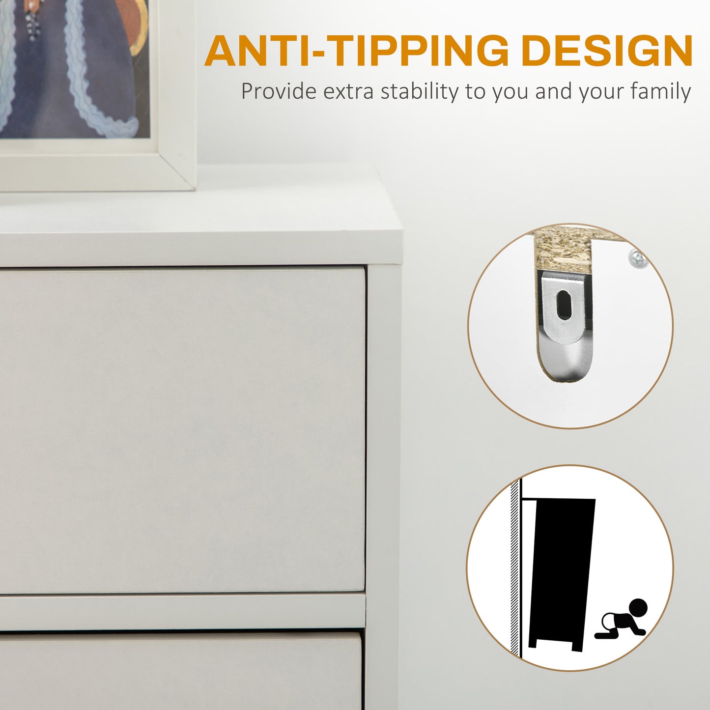 HOMCOM Three Drawer Slim Shoe Storage Cabinet, 12 Shoe Pairs - White
