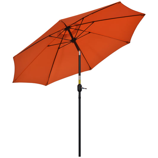 Photo of Outsunny 2.6M Patio Parasol Sun Umbrella, Tilt Shade Shelter Canopy with Crank 8 Ribs Aluminium Frame, Orange in Orange colour on a white background