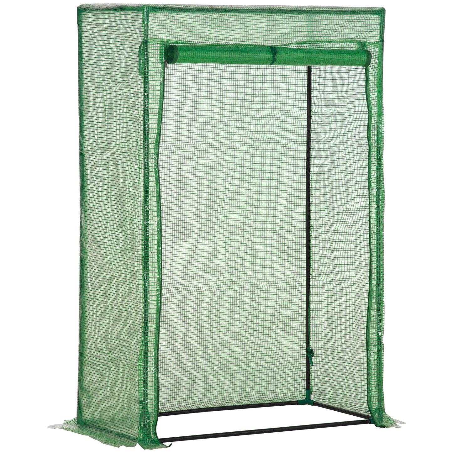 Photo of Outsunny 100 x 50 x 150cm Tomato Greenhouse Steel Frame PE Cover with Roll-up Door Outdoor for Backyard, Balcony, Garden, Green in Green colour on a white background