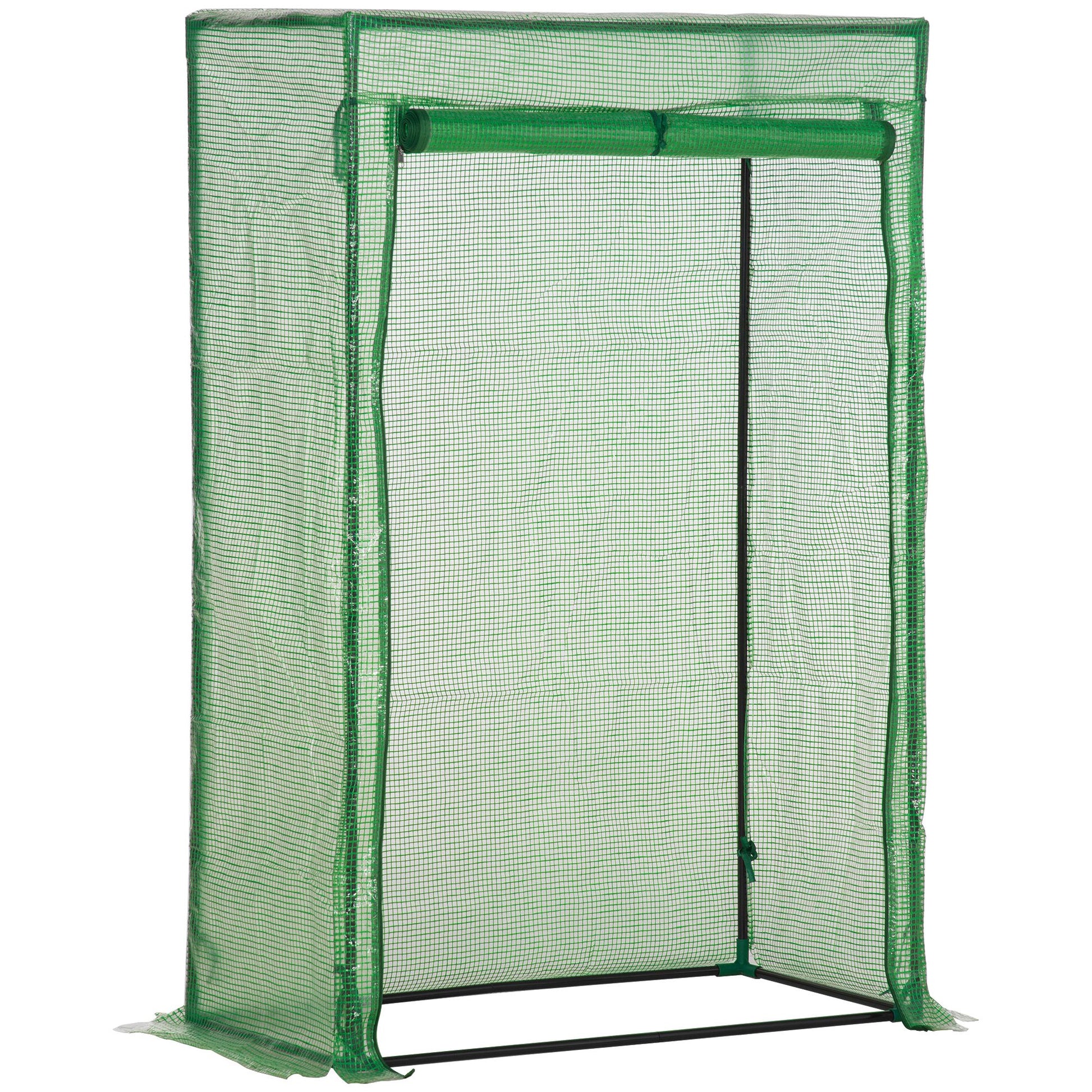 Photo of Outsunny 100 x 50 x 150cm Tomato Greenhouse Steel Frame PE Cover with Roll-up Door Outdoor for Backyard, Balcony, Garden, Green in Green colour on a white background
