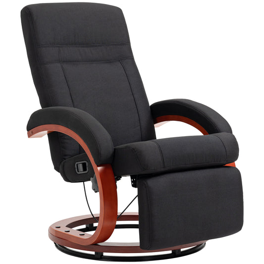 Photo of HOMCOM 135° Manual Reclining Swivel Chair, with Footrest - Black in Black colour on a white background