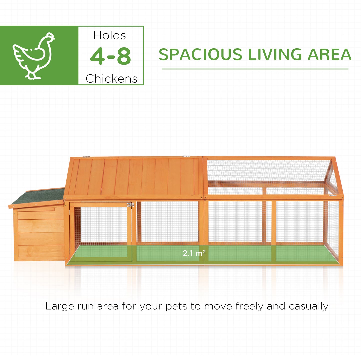 PawHut Wooden Chicken Coop with Nesting Box, Openable Roof, for 4-8 Chickens, Nature Wood
