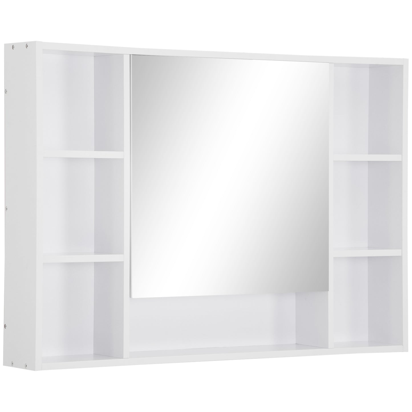 Photo of kleankin Wall Mounted Medicine Cabinet, Bathroom Mirror Cabinet with Mirrored Door, Shelves and Storage Cupboard, White in White colour on a white background