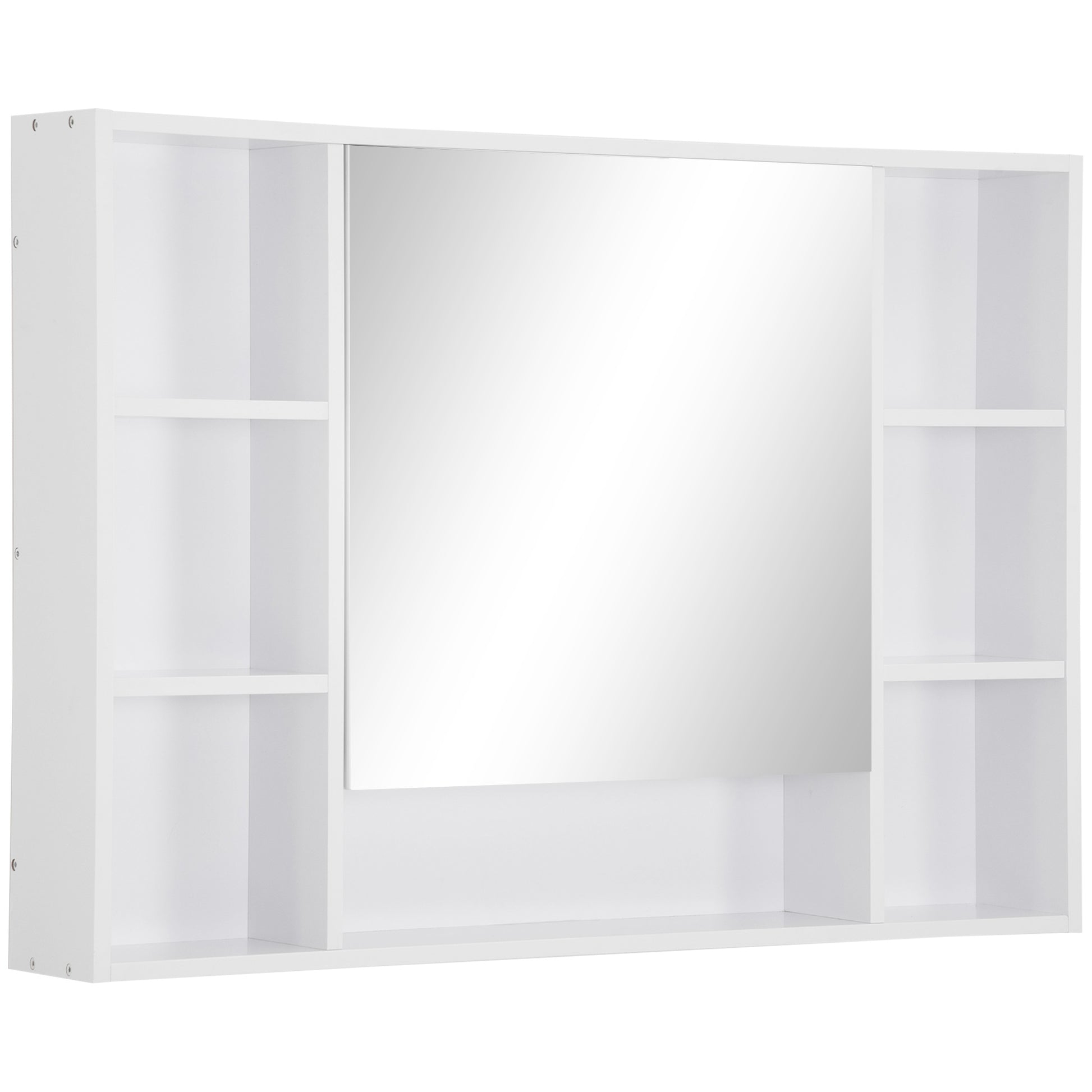 Photo of kleankin Wall Mounted Medicine Cabinet, Bathroom Mirror Cabinet with Mirrored Door, Shelves and Storage Cupboard, White in White colour on a white background