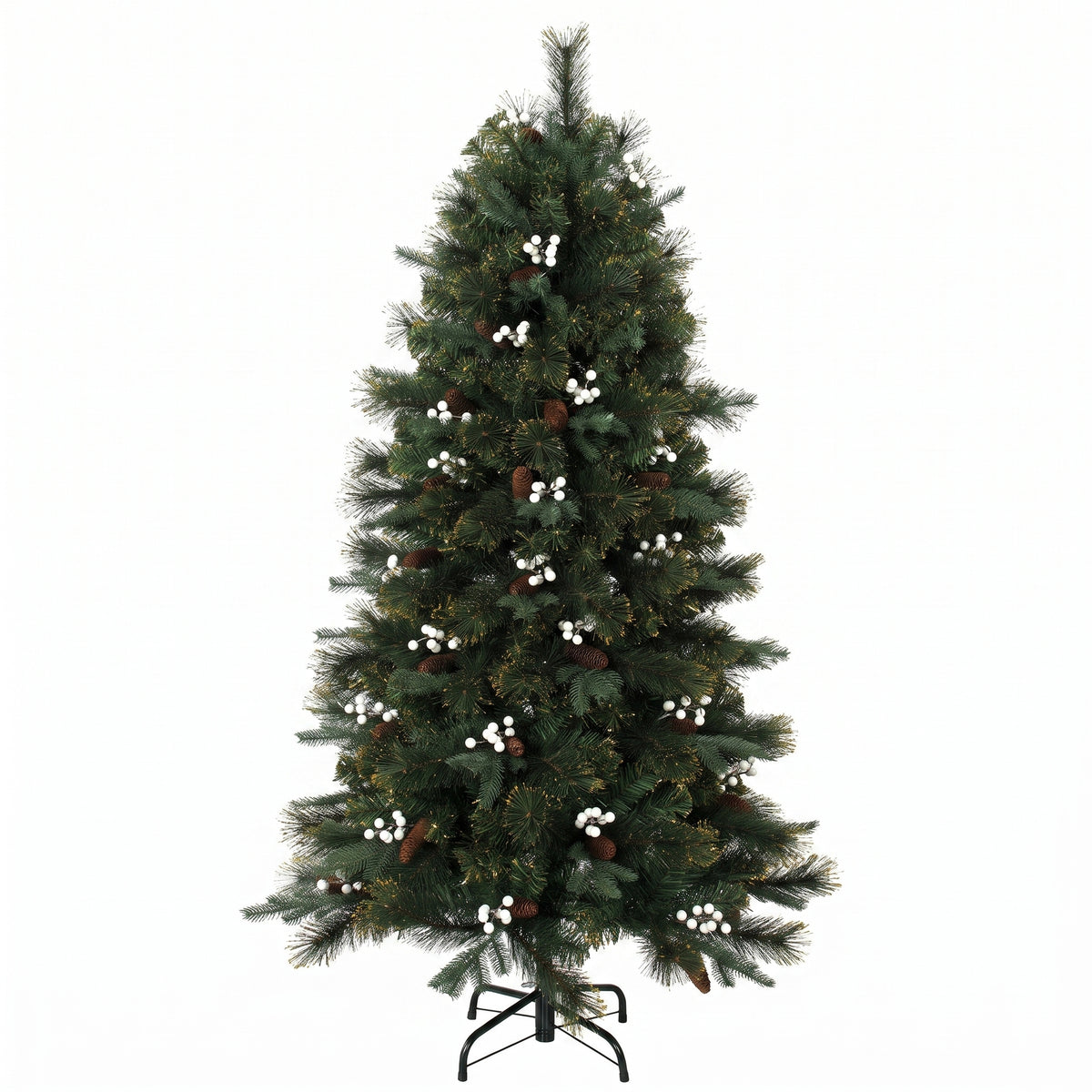 Photo of HOMCOM 5ft Artificial Christmas Tree, Fir Hinged Xmas Tree with 490 Branch Tips, Foldable Metal Stand, Easy Assembly, Green in Green colour on a white background