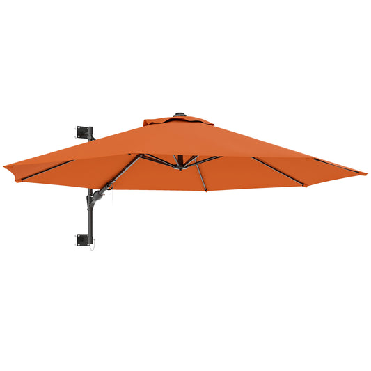 Photo of Outsunny 3(m) Wall-Mounted Parasol Shade, with Handle - Orange in Orange colour on a white background