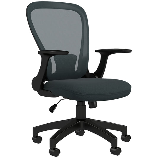 Photo of Vinsetto Ergonomic Office Chair, Mesh Desk Chair with Flip-up Armrest, Lumbar Back Support, Swivel Wheels, Grey in Grey colour on a white background
