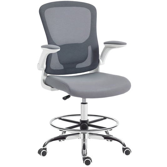 Photo of HOMCOM Draughtsman Chair, with Adjustable Lumbar - Charcoal Grey in Grey colour on a white background