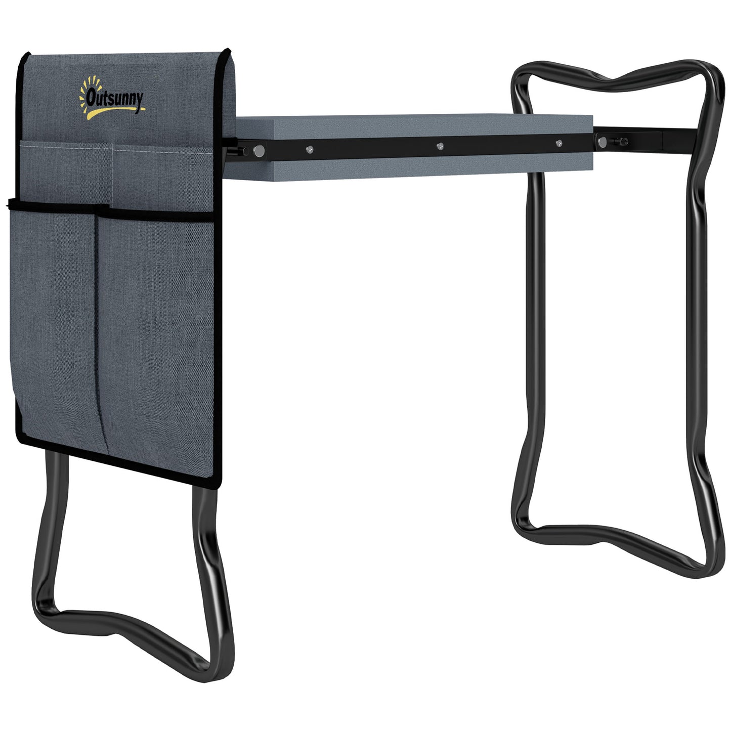 Photo of Outsunny Steel Frame Padded Garden Kneeler, with Tool Bag - Grey in Grey colour on a white background