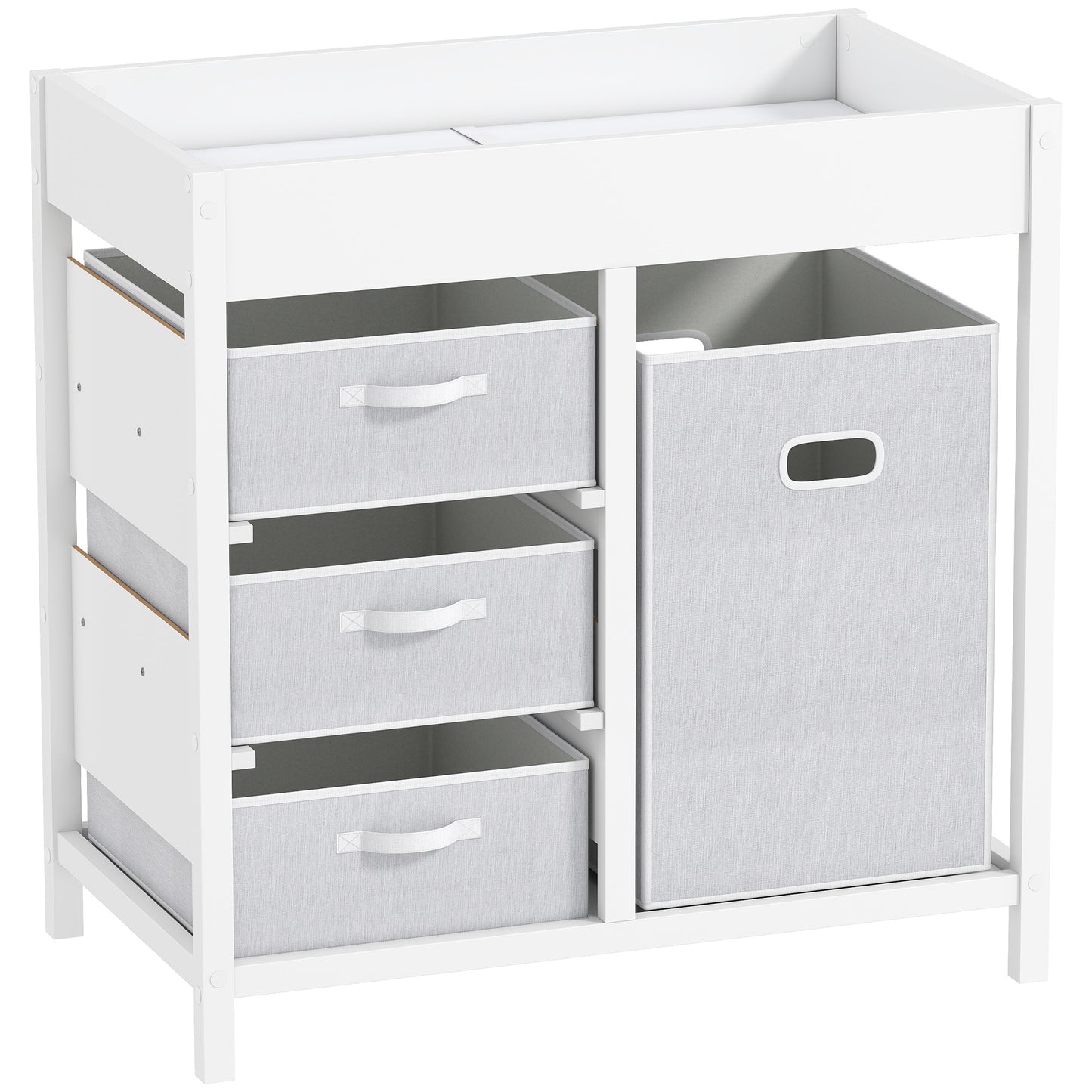 Photo of AIYAPLAY Baby Changing Unit with 4 Storage Drawers, Mat for Bedroom Nursery, 84 x 84.5 cm, White in White colour on a white background