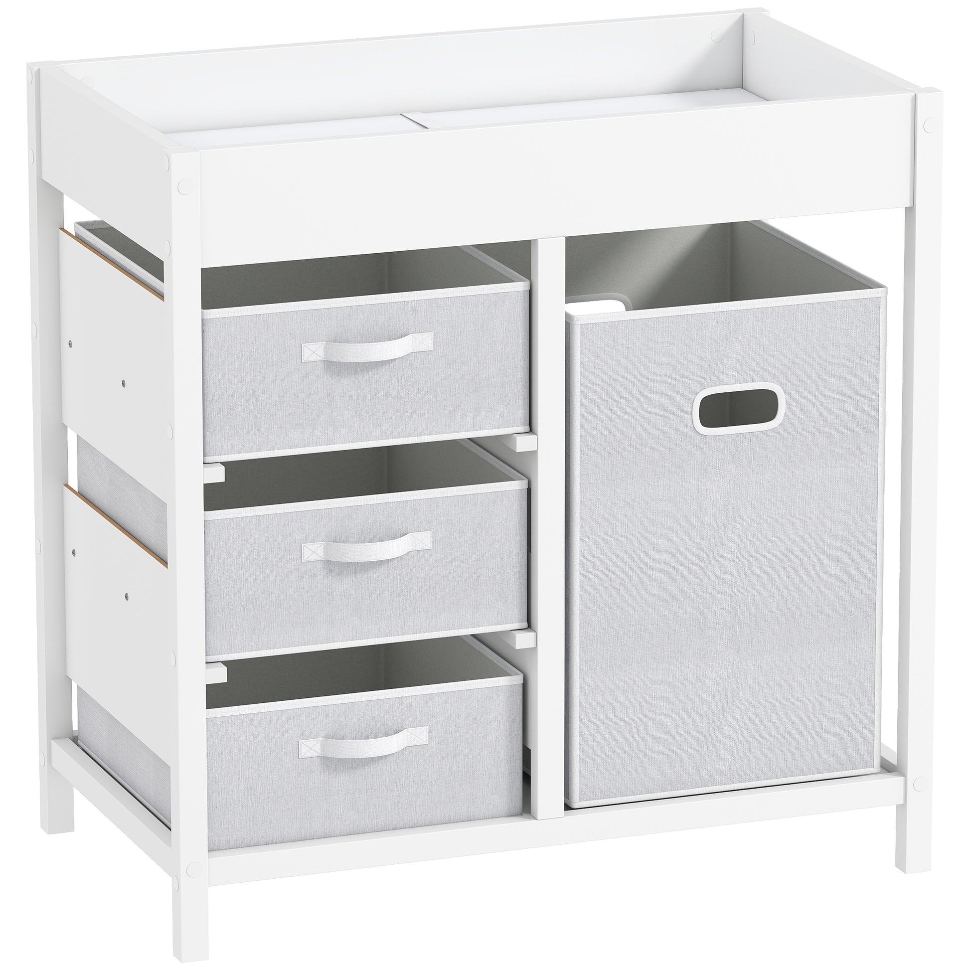Photo of AIYAPLAY Baby Changing Unit with 4 Storage Drawers, Mat for Bedroom Nursery, 84 x 84.5 cm, White in White colour on a white background