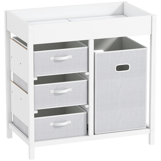 Photo of AIYAPLAY Baby Changing Unit with 4 Storage Drawers, Mat for Bedroom Nursery, 84 x 84.5 cm, White in White colour on a white background