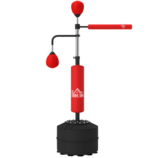 Photo of HOMCOM 4-in-1 Boxing Punching Bag, Freestanding with 2 Speed Bals, 360° Reflex Bar, 160-230cm Adjustable Height, Red in Red colour on a white background