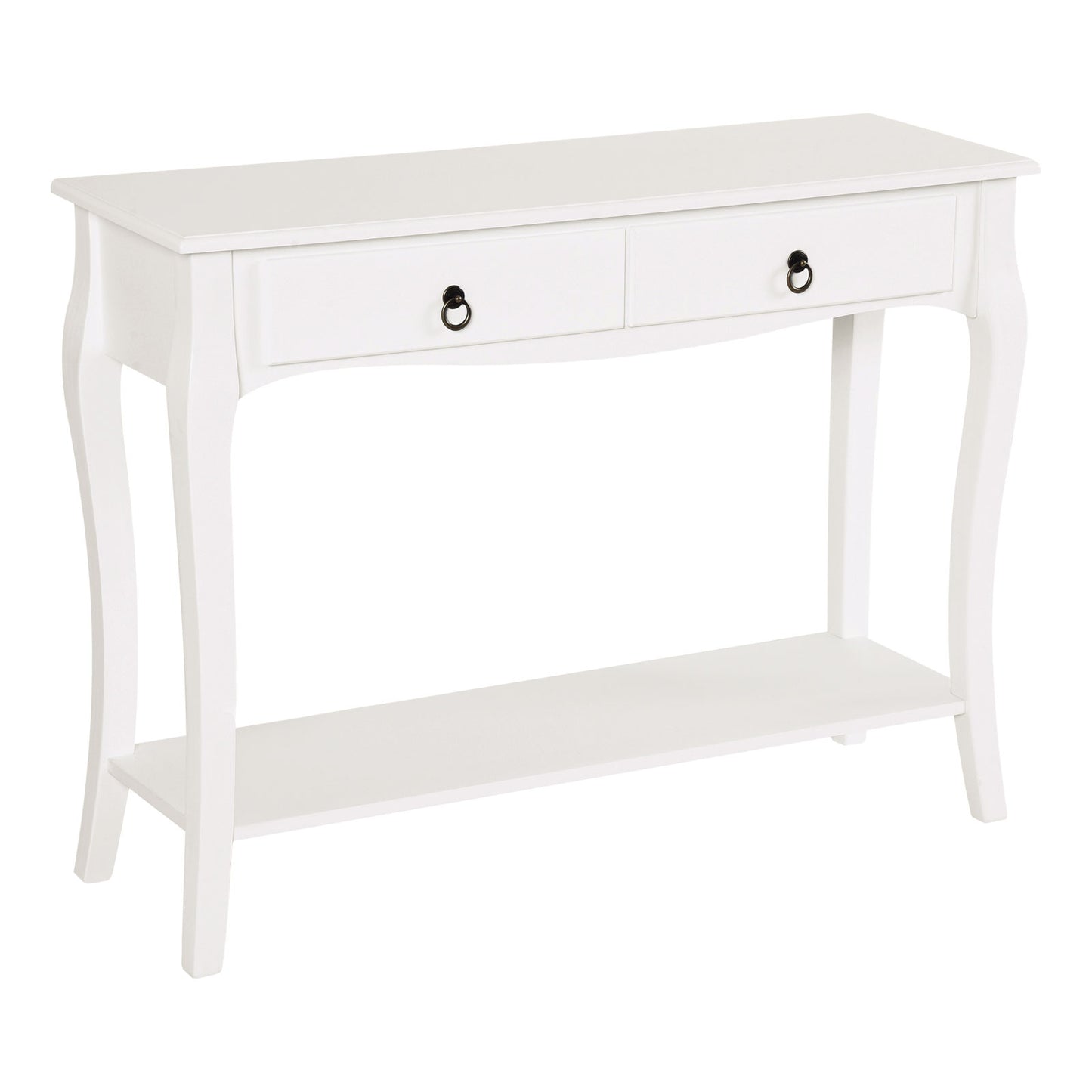 Photo of HOMCOM Console Table Modern Sofa Side Desk with Storage Shelves Drawers for Living Room Entryway Bedroom Ivory White in White colour on a white background