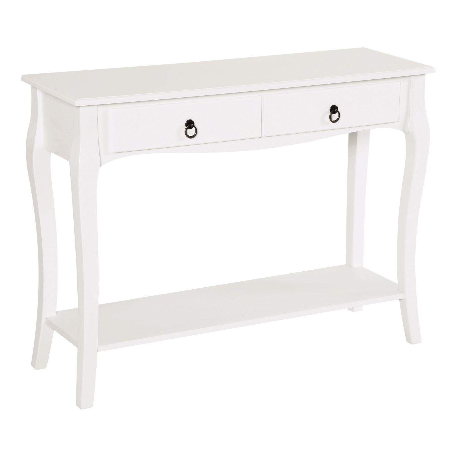 Photo of HOMCOM Console Table Modern Sofa Side Desk with Storage Shelves Drawers for Living Room Entryway Bedroom Ivory White in White colour on a white background