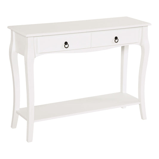 Photo of HOMCOM Console Table Modern Sofa Side Desk with Storage Shelves Drawers for Living Room Entryway Bedroom Ivory White in White colour on a white background