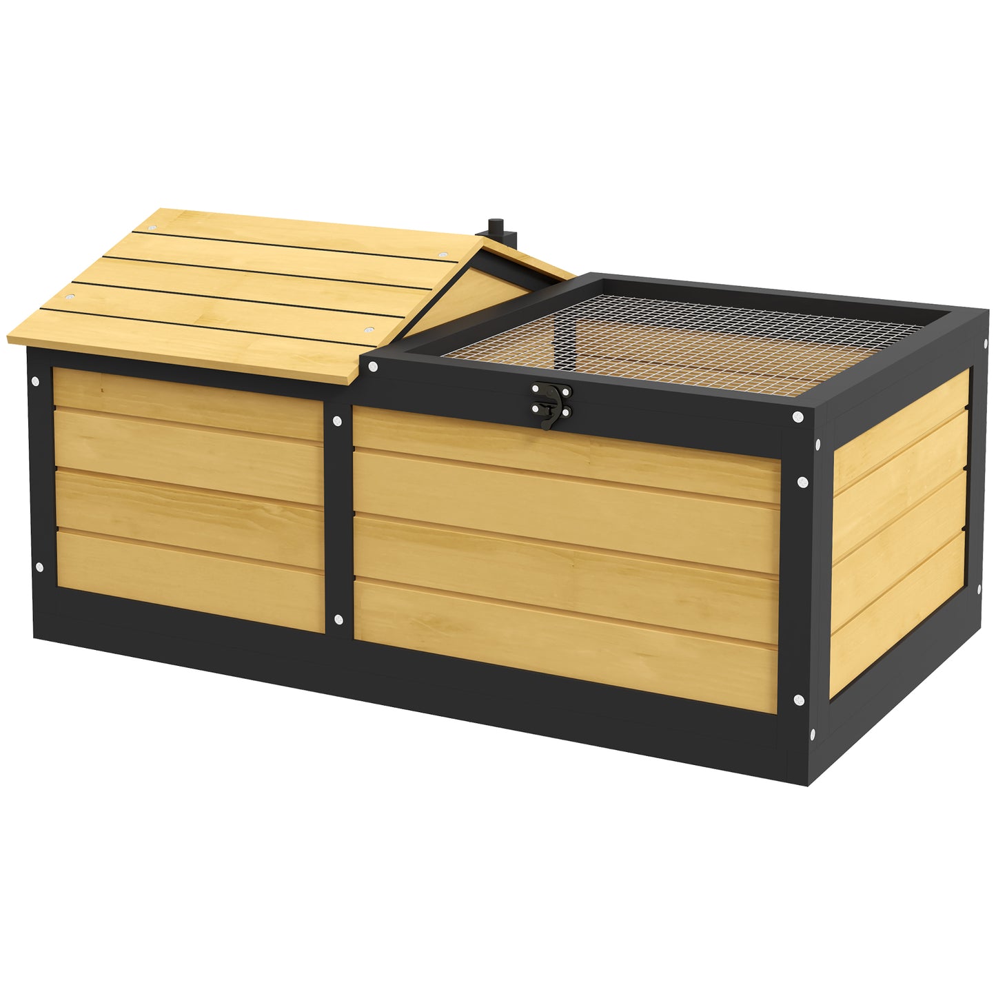 Photo of PawHut Wooden Tortoise House, Small Pet Reptile Shelter, with Hide Den and Run - Yellow in Yellow colour on a white background