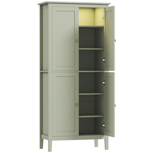 Photo of HOMCOM Tall Pantry Cupboard with Motion Sensor LED Light - Green in Green colour on a white background