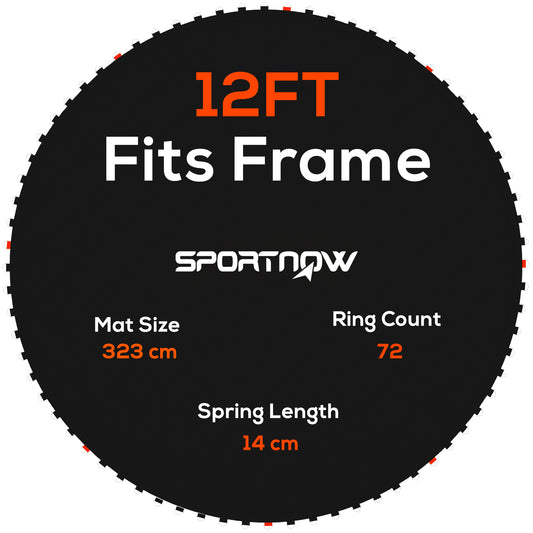 Photo of SPORTNOW Replacement Trampoline Mat with Spring Pull Tool, 72 V-Hooks, for 12ft Trampoline using 14cm Springs, Black in Black colour on a white background