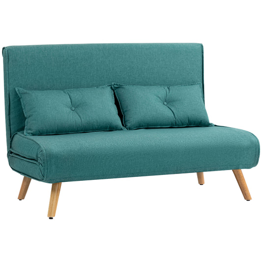 Photo of HOMCOM Two-Seater Linen-Look Sofa Bed - Green in Green colour on a white background