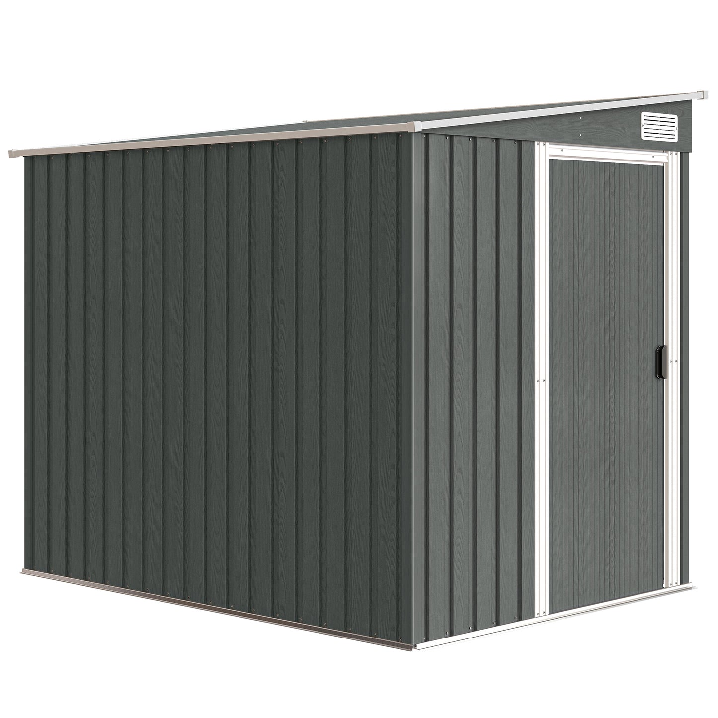 Photo of Outsunny 7 x 5ft Galvanised Metal Shed, with Sliding Door - Light Grey in Grey colour on a white background