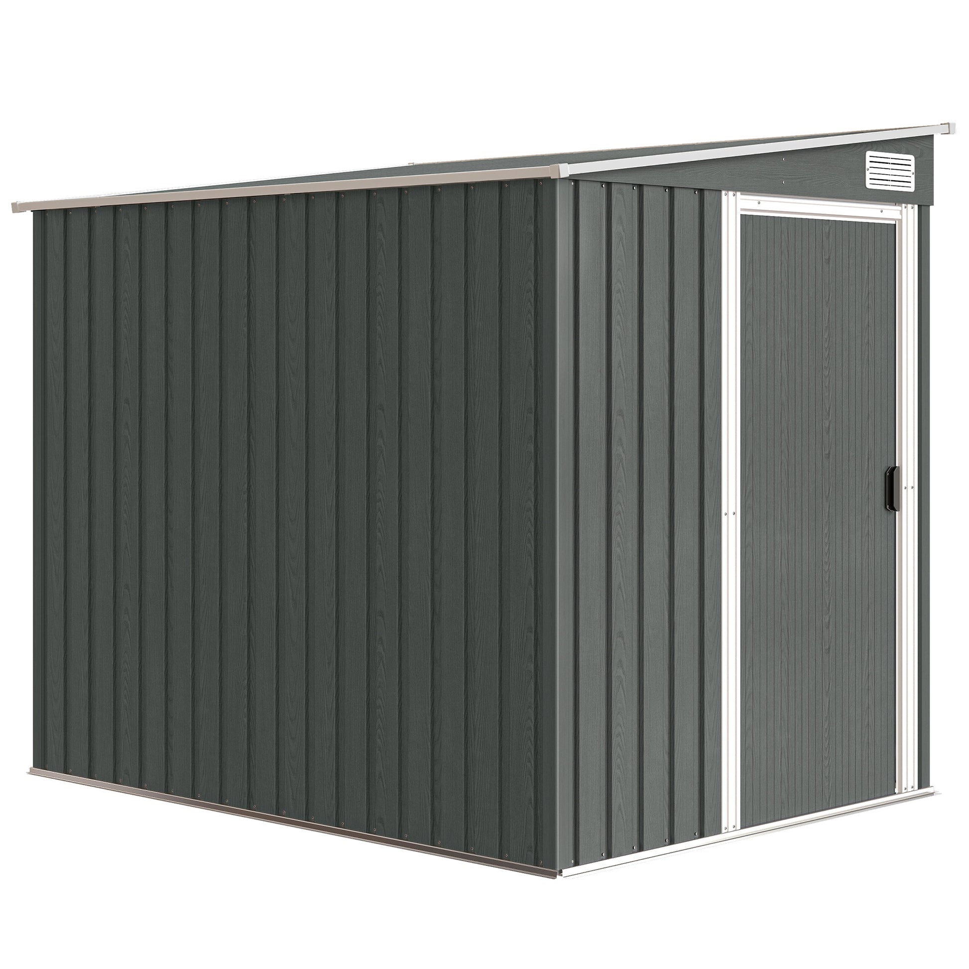 Photo of Outsunny 7 x 5ft Galvanised Metal Shed, with Sliding Door - Light Grey in Grey colour on a white background
