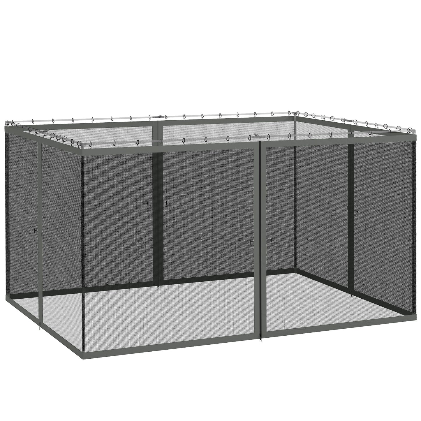 Photo of Outsunny 352 x 207cm Universal Replacement Mesh Sidewall Netting for Patio Gazebos and Canopy Tents, (Sidewall Only) Dark Grey in Grey colour on a white background