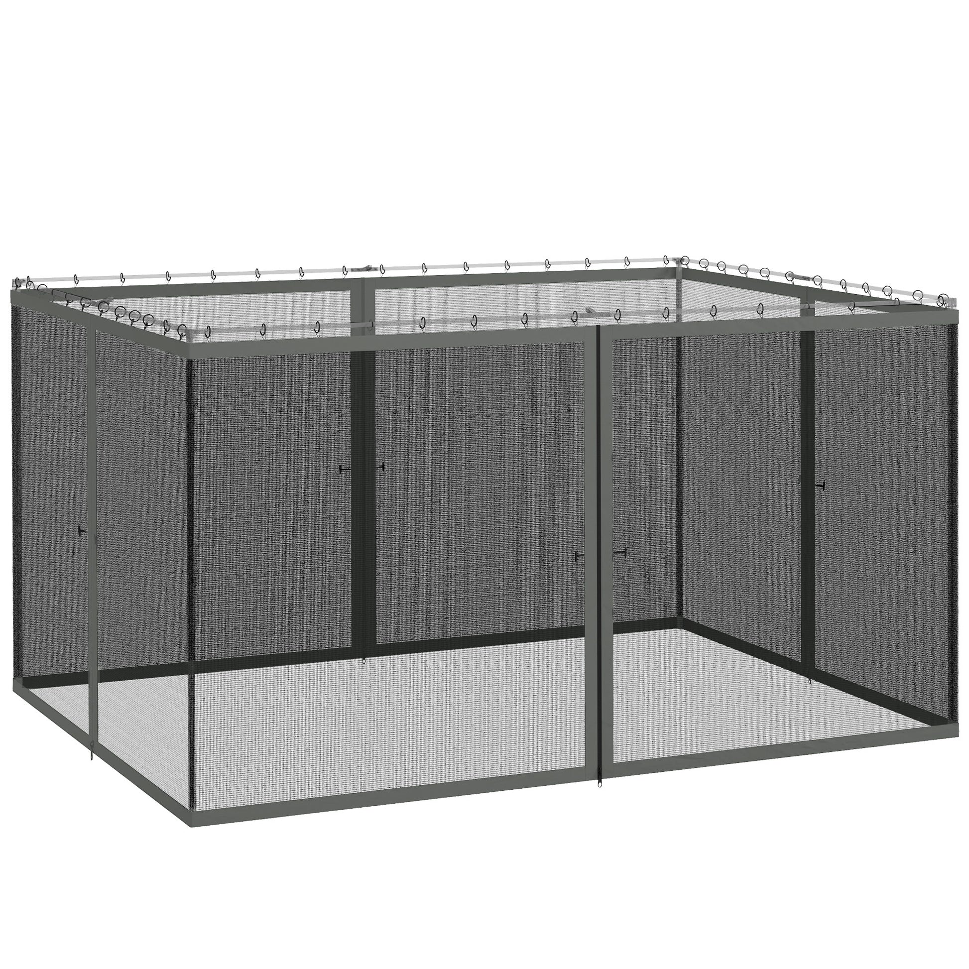 Photo of Outsunny 352 x 207cm Universal Replacement Mesh Sidewall Netting for Patio Gazebos and Canopy Tents, (Sidewall Only) Dark Grey in Grey colour on a white background