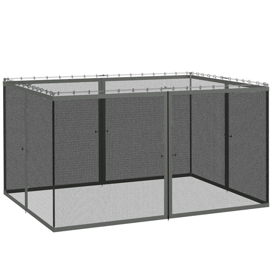 Photo of Outsunny 352 x 207cm Universal Replacement Mesh Sidewall Netting for Patio Gazebos and Canopy Tents, (Sidewall Only) Dark Grey in Grey colour on a white background