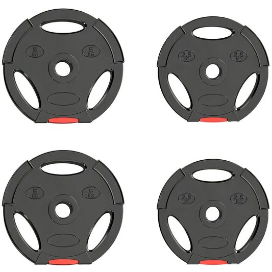 Photo of SPORTNOW Weight Plates Set, with Two 5kg and Two 2.5kg weights, Black in Black colour on a white background