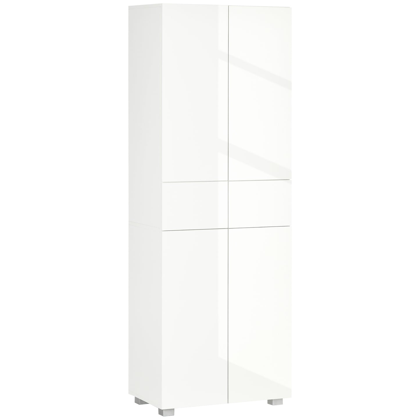 Photo of HOMCOM Storage Cabinet, Kitchen Cupboard with 3 Adjustable Shelves, 60L x 35W x 170H cm, White in White colour on a white background