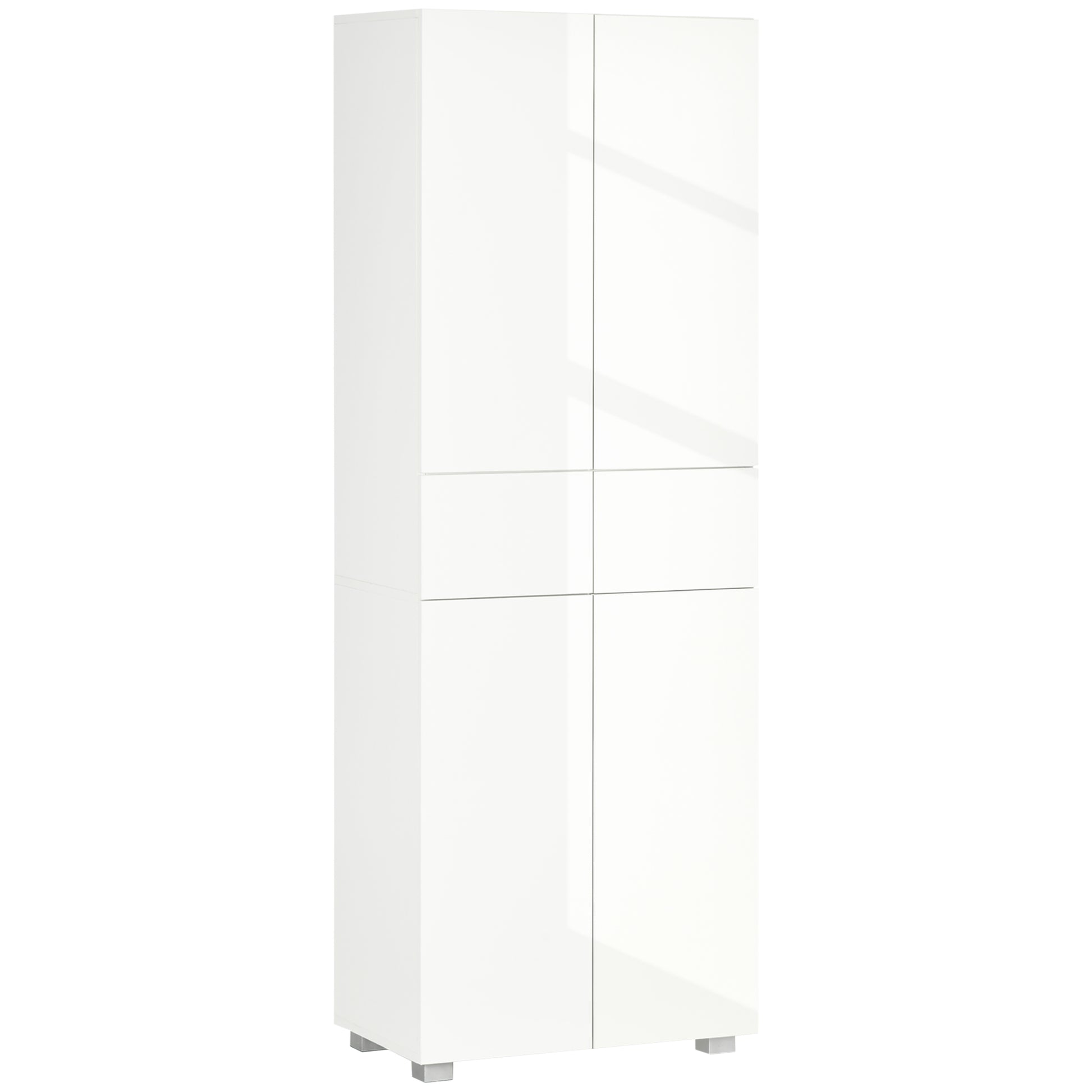 Photo of HOMCOM Storage Cabinet, Kitchen Cupboard with 3 Adjustable Shelves, 60L x 35W x 170H cm, White in White colour on a white background