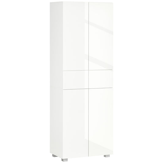 Photo of HOMCOM Storage Cabinet, Kitchen Cupboard with 3 Adjustable Shelves, 60L x 35W x 170H cm, White in White colour on a white background