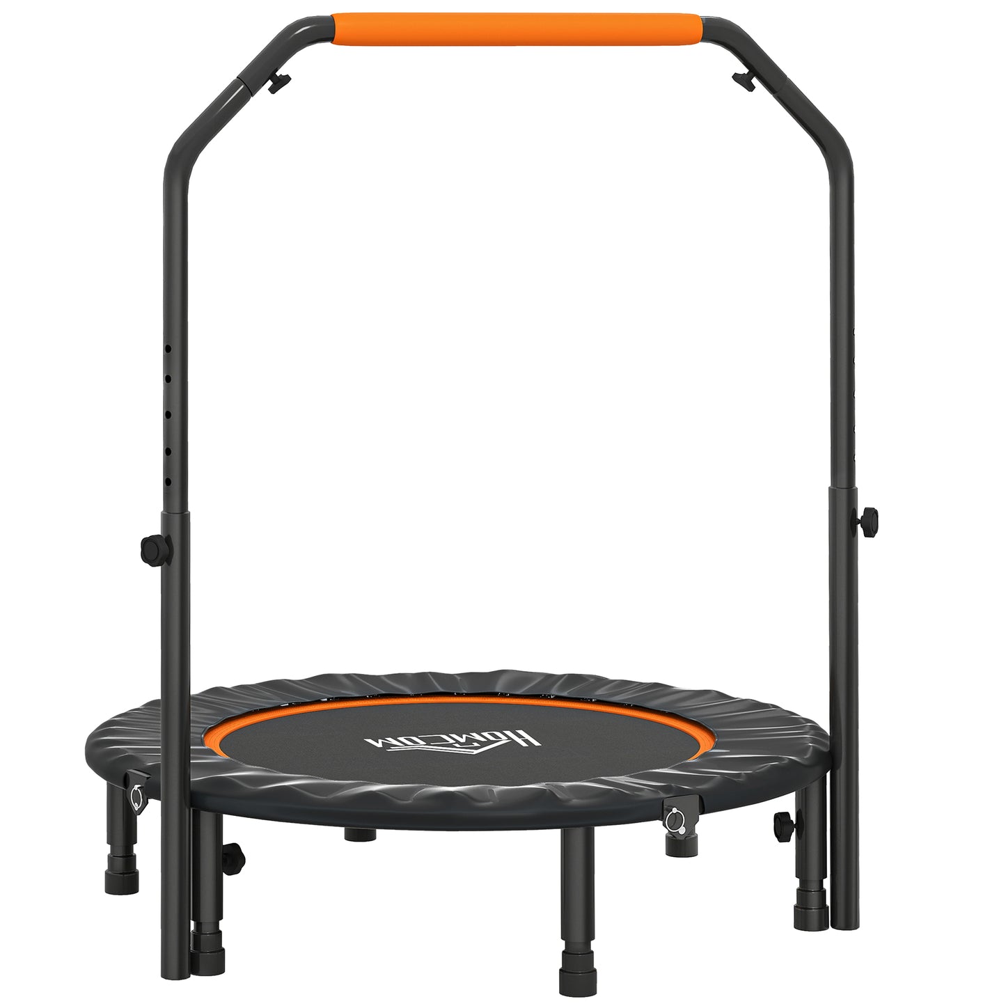 Photo of HOMCOM 40" Foldable Mini Fitness Trampoline, with Adjustable Foam Handle, Orange in Orange colour on a white background