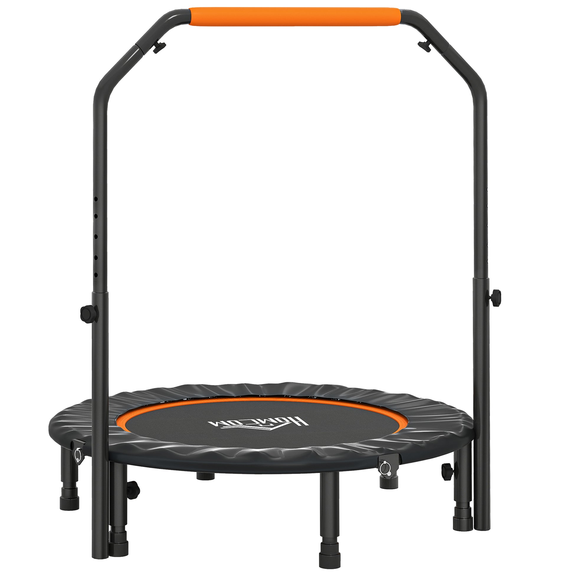 Photo of HOMCOM 40" Foldable Mini Fitness Trampoline, with Adjustable Foam Handle, Orange in Orange colour on a white background
