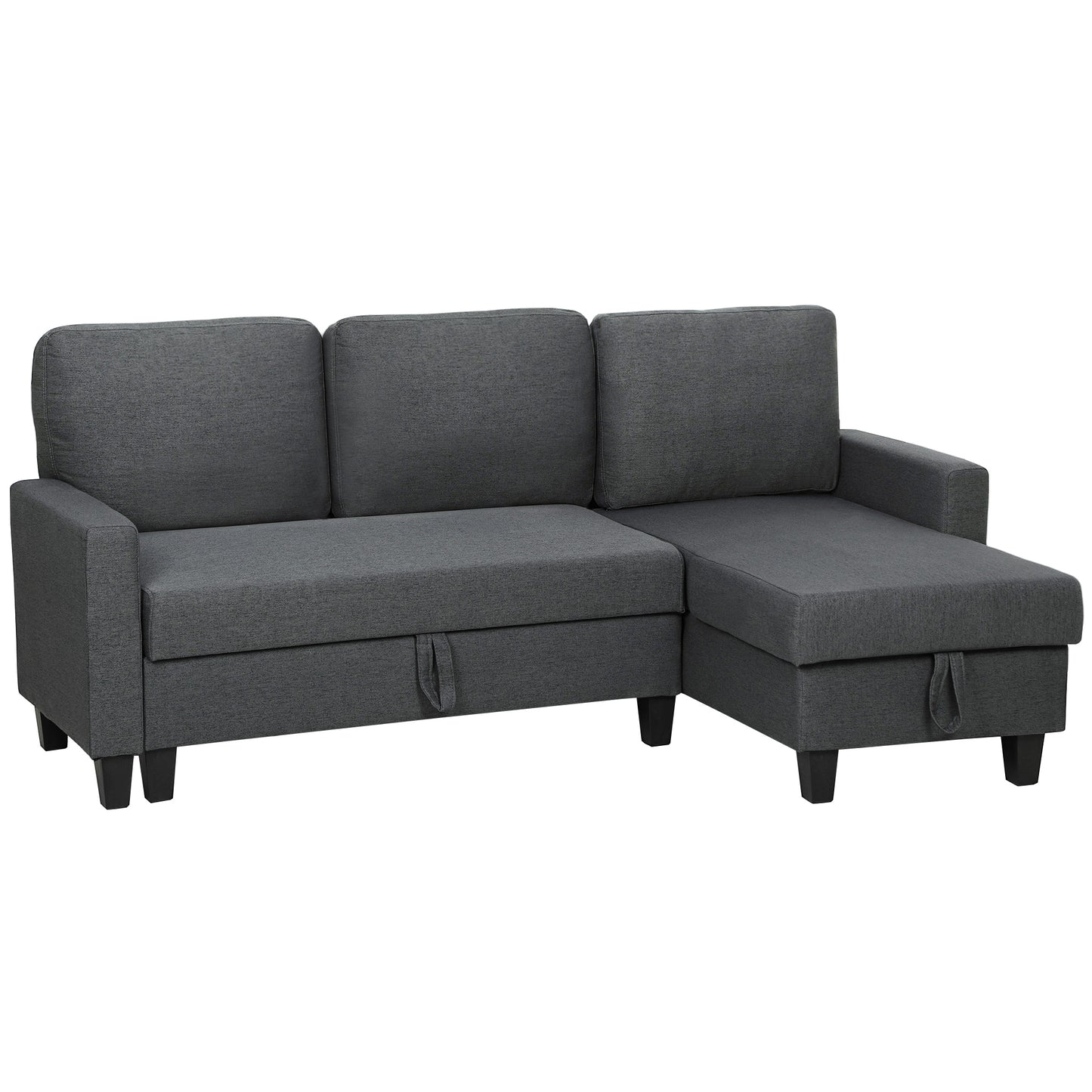 Photo of HOMCOM Three-Seater Storage Sofa Bed -  Charcoal Grey in Grey colour on a white background