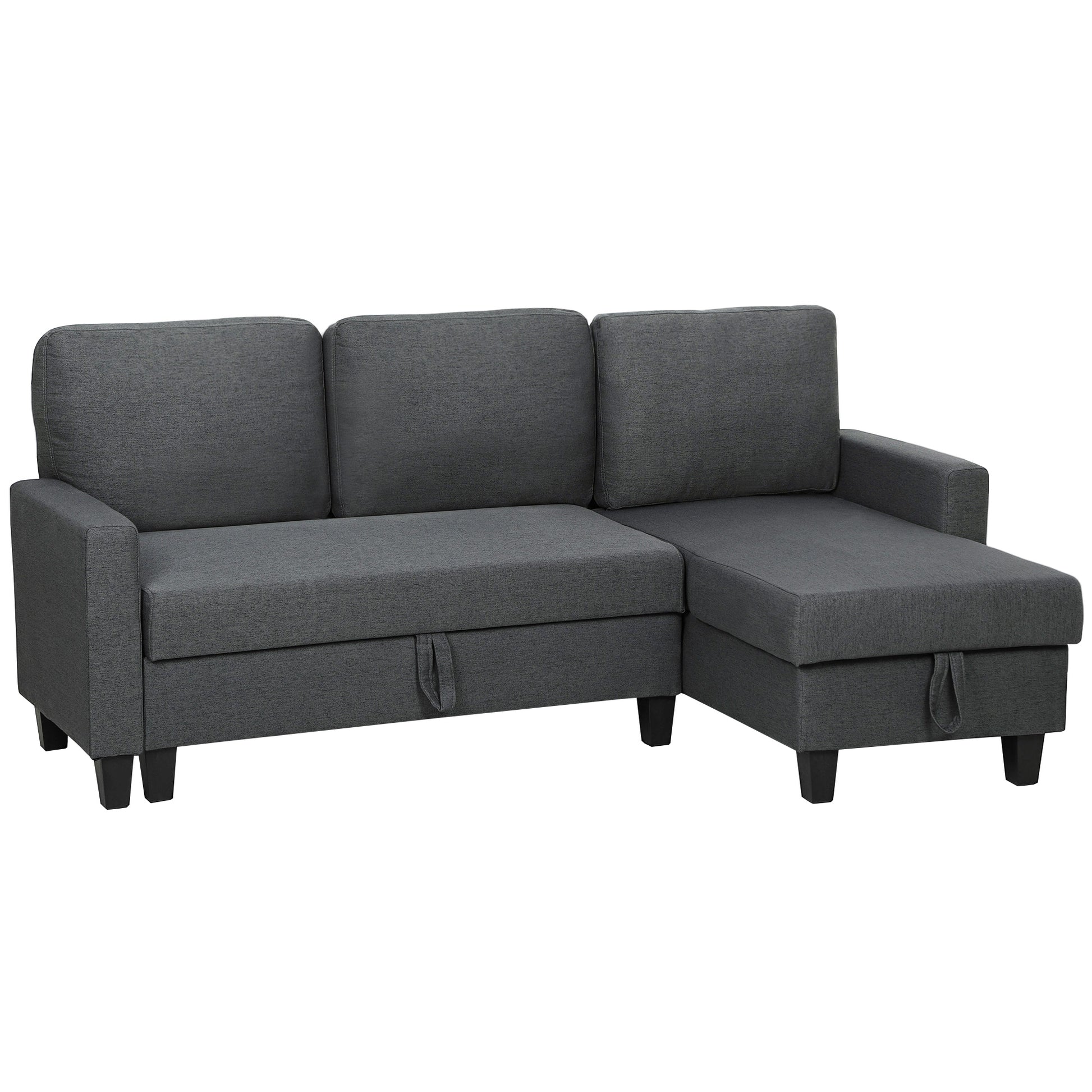 Photo of HOMCOM Three-Seater Storage Sofa Bed -  Charcoal Grey in Grey colour on a white background