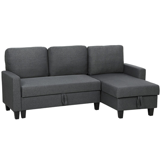 Photo of HOMCOM Three-Seater Storage Sofa Bed -  Charcoal Grey in Grey colour on a white background