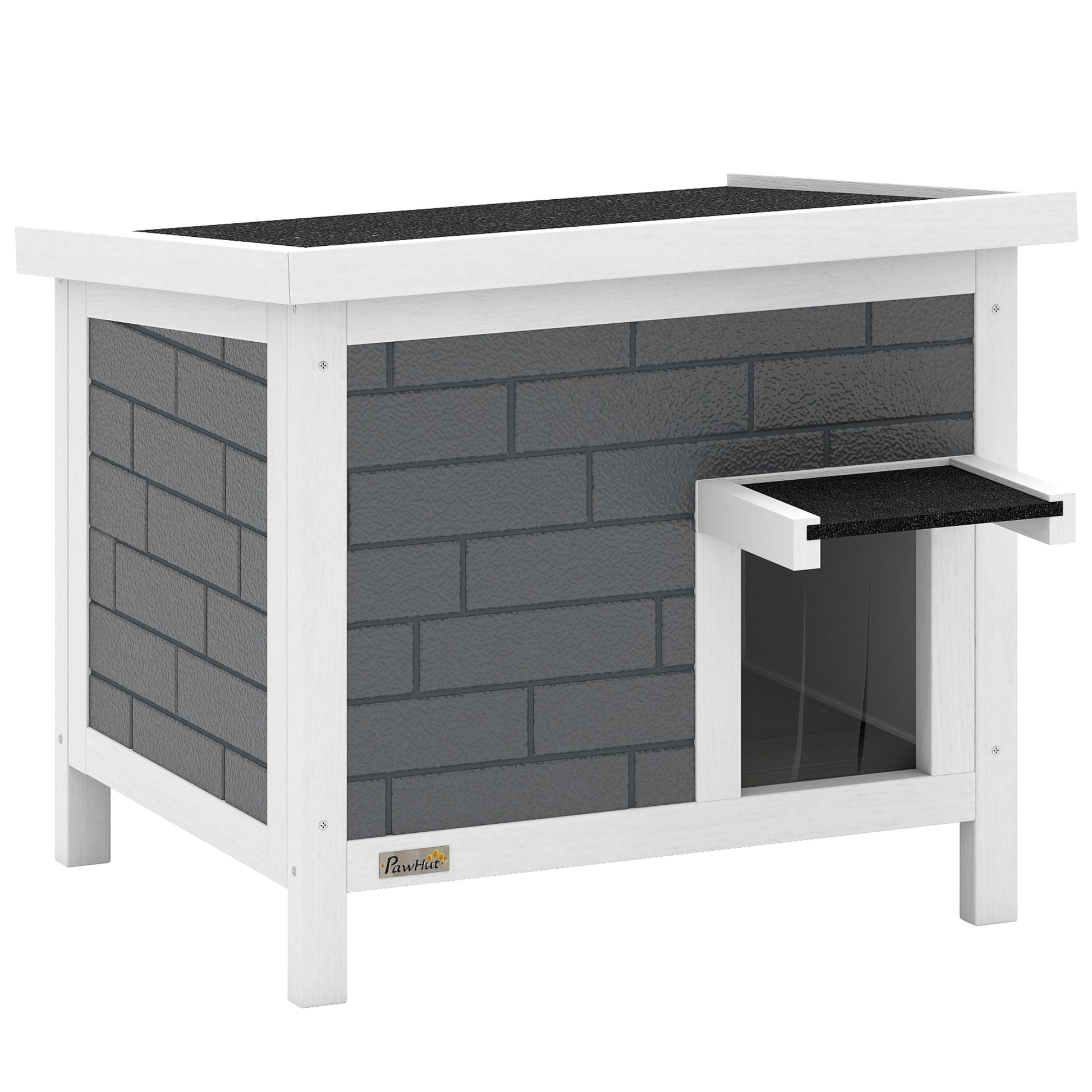 Photo of PawHut Outdoor Cat House Insulated with Openable Roof, Weatherproof Feral Cat Shelter for Rabbits, Cats, Grey in Grey colour on a white background