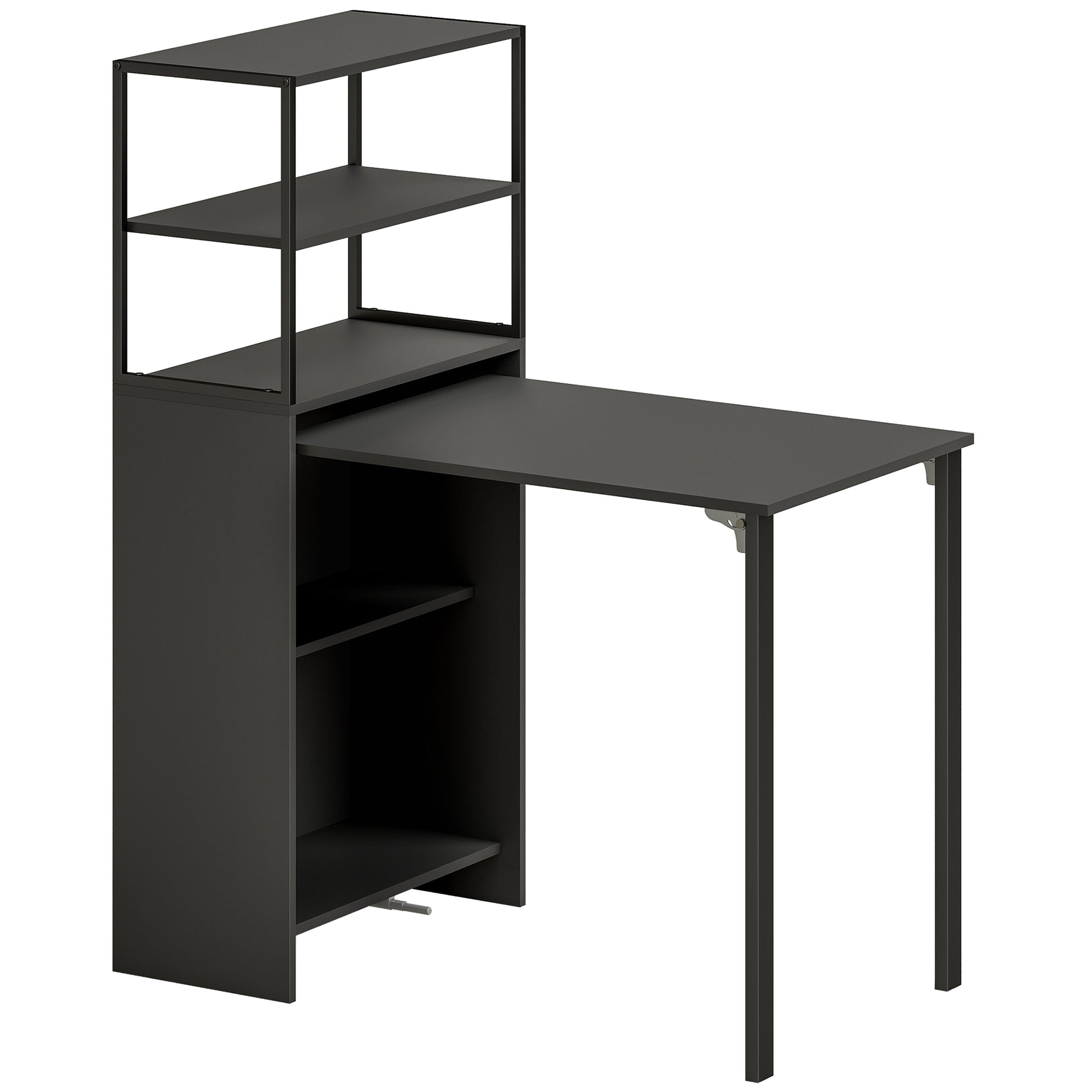 Photo of HOMCOM Folding Shelf and Work Table - Black in Black colour on a white background