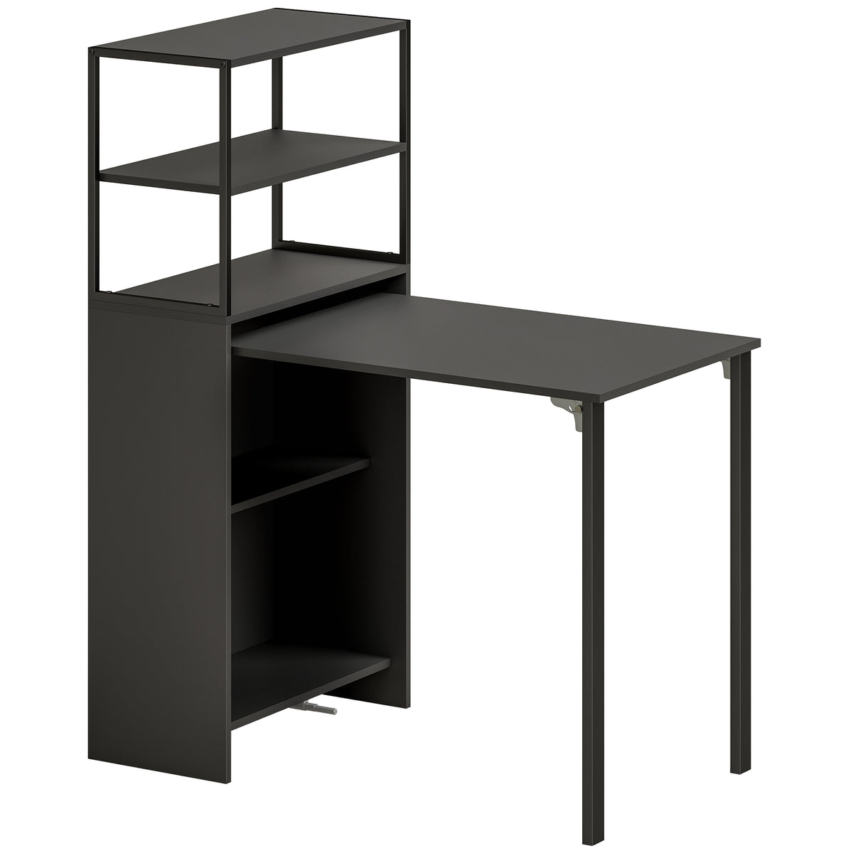 Photo of HOMCOM Folding Shelf and Work Table - Black in Black colour on a white background