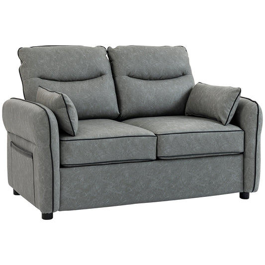 Photo of HOMCOM 2 Seater Sofa, Faux Leather Loveseat - Grey in Grey colour on a white background
