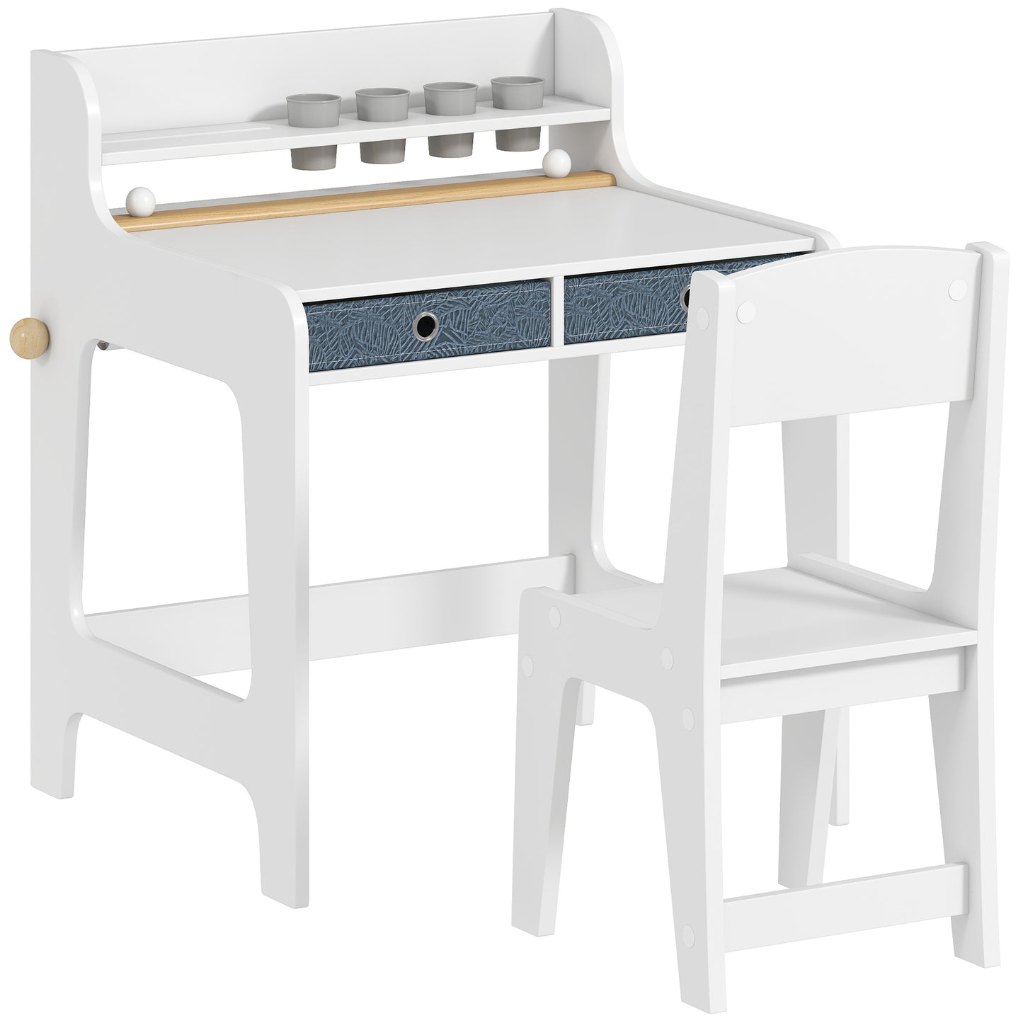Photo of AIYAPLAY Art Table and Chair Set for children, Kids Art Desk and Chair Set with Storage Shelf and Drawers in Drawers colour on a white background