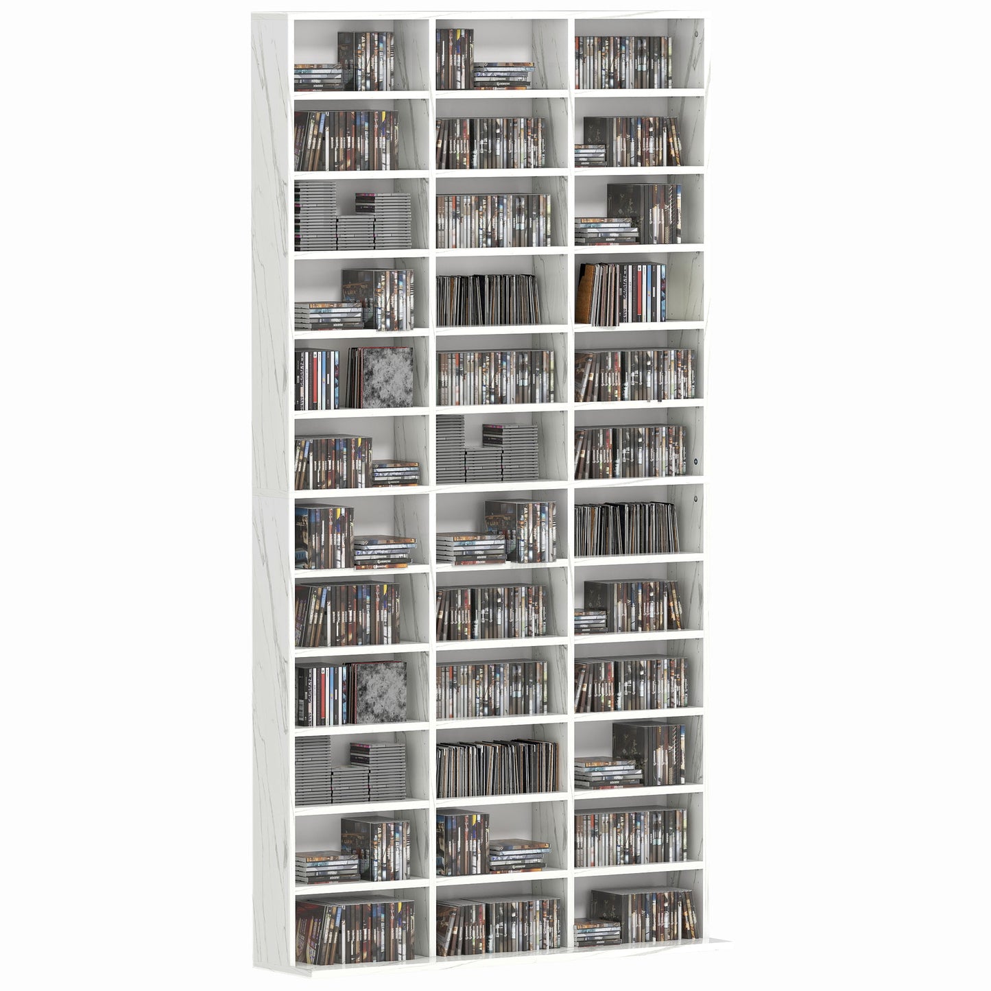 Photo of HOMCOM CD Storage Unit with Adjustable Shelves, 102 x 195 cm, Marble Effect in Effect colour on a white background