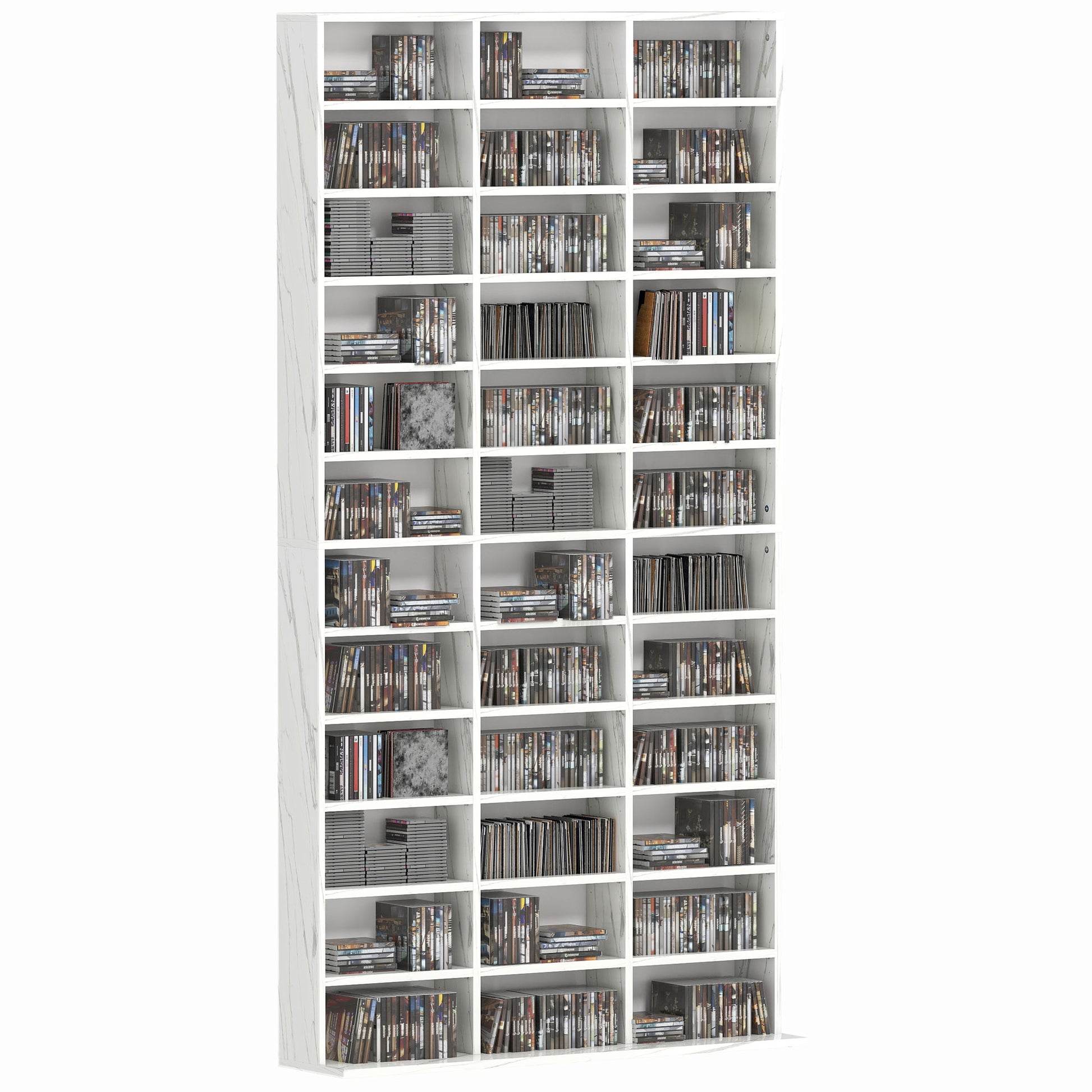 Photo of HOMCOM CD Storage Unit with Adjustable Shelves, 102 x 195 cm, Marble Effect in Effect colour on a white background
