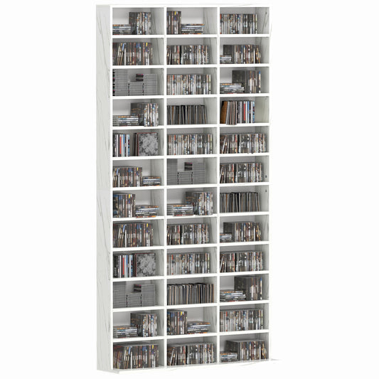Photo of HOMCOM CD Storage Unit with Adjustable Shelves, 102 x 195 cm, Marble Effect in Effect colour on a white background