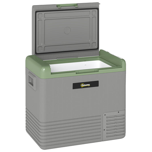 Photo of Outsunny 50L Portable Car Refrigerator - Light Green and Grey in Grey colour on a white background