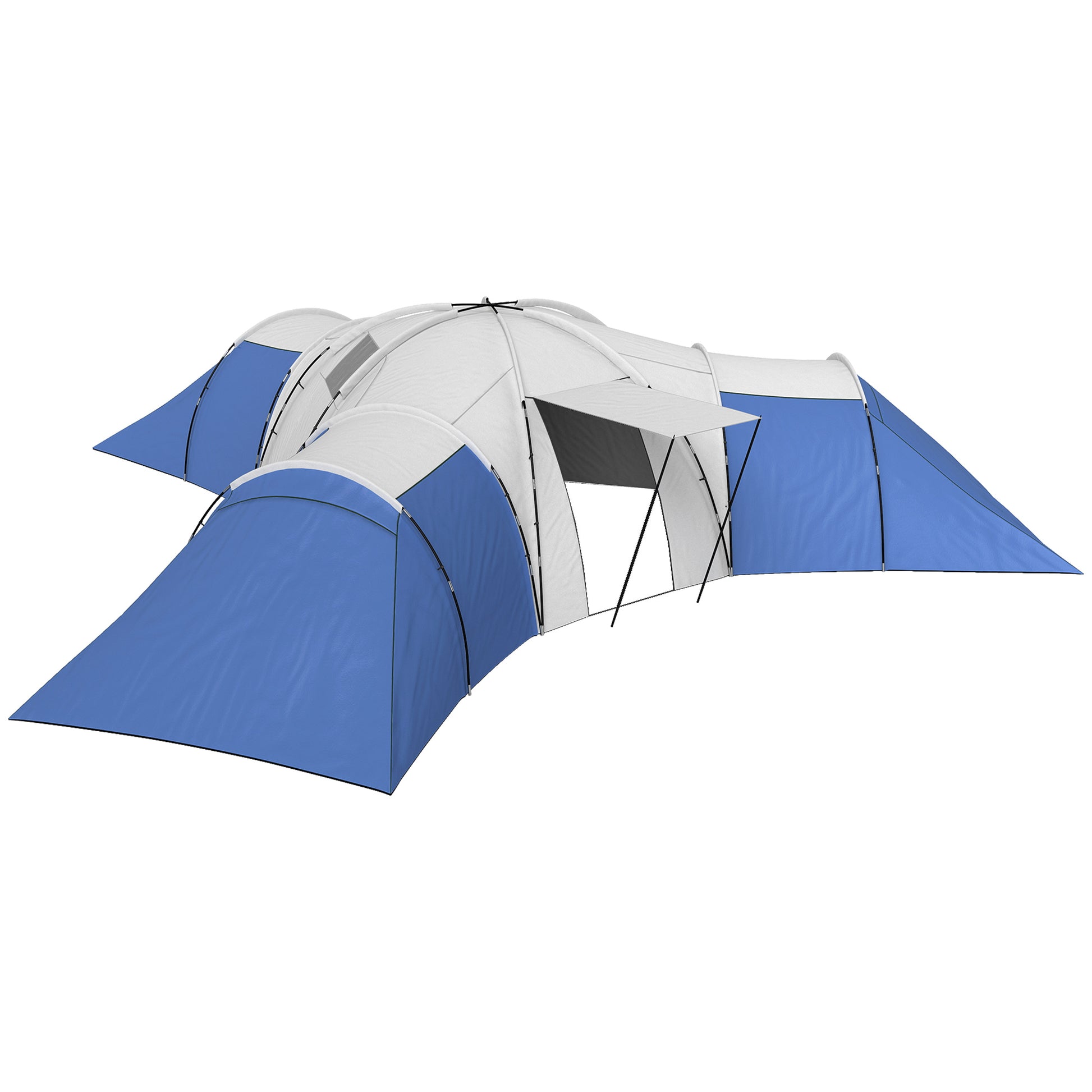 Photo of Outsunny 6-9 Man Tent with Bedrooms and Living Room, Accessories Included, Blue in Blue colour on a white background